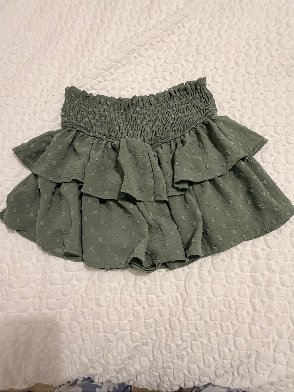 Altar'd State Olive Green Ruffle Mini Skirt